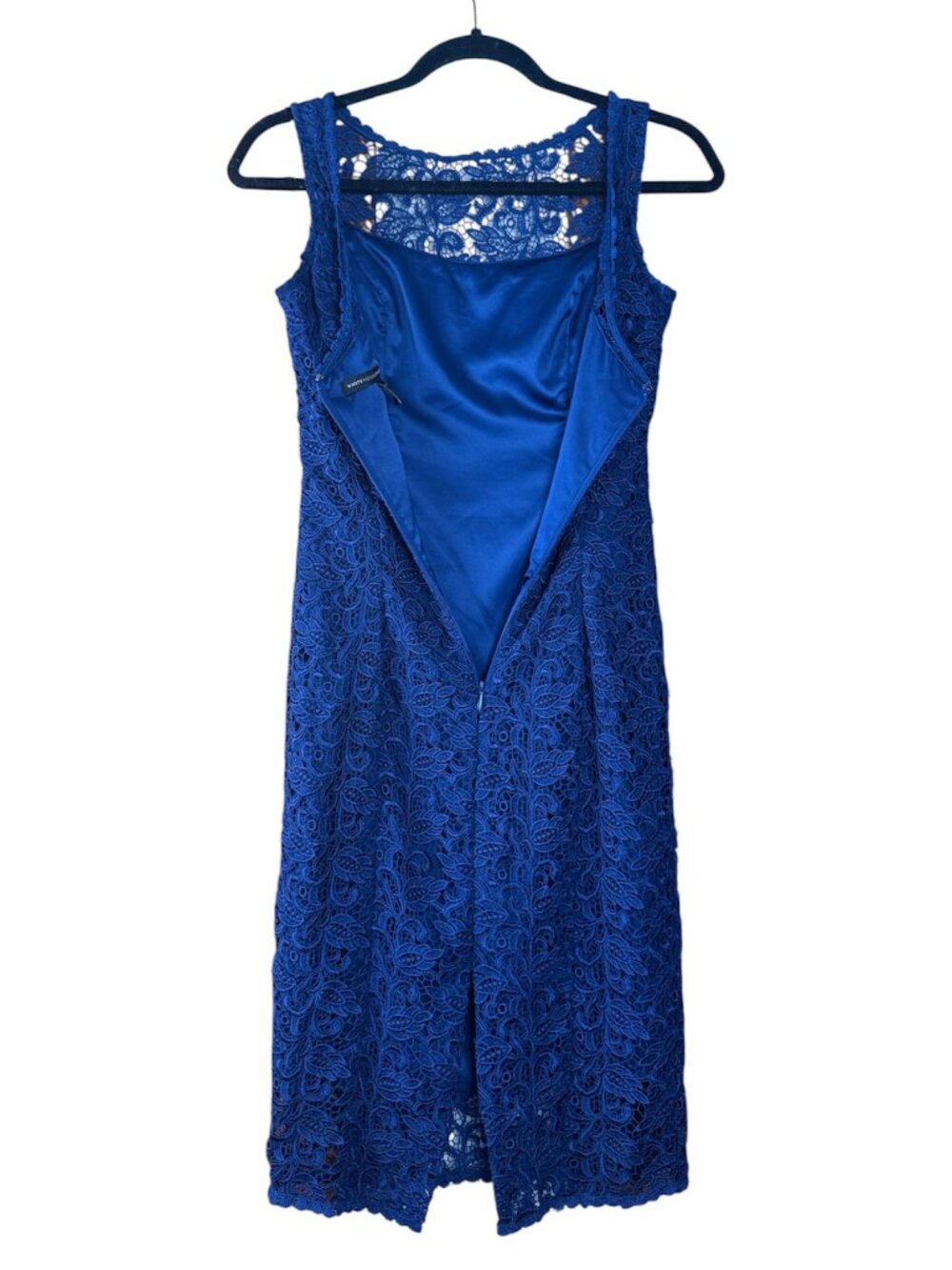 White House Black Market Lace Sheath Midi Dress Navy Women's Size 00 - Picture 5 of 9